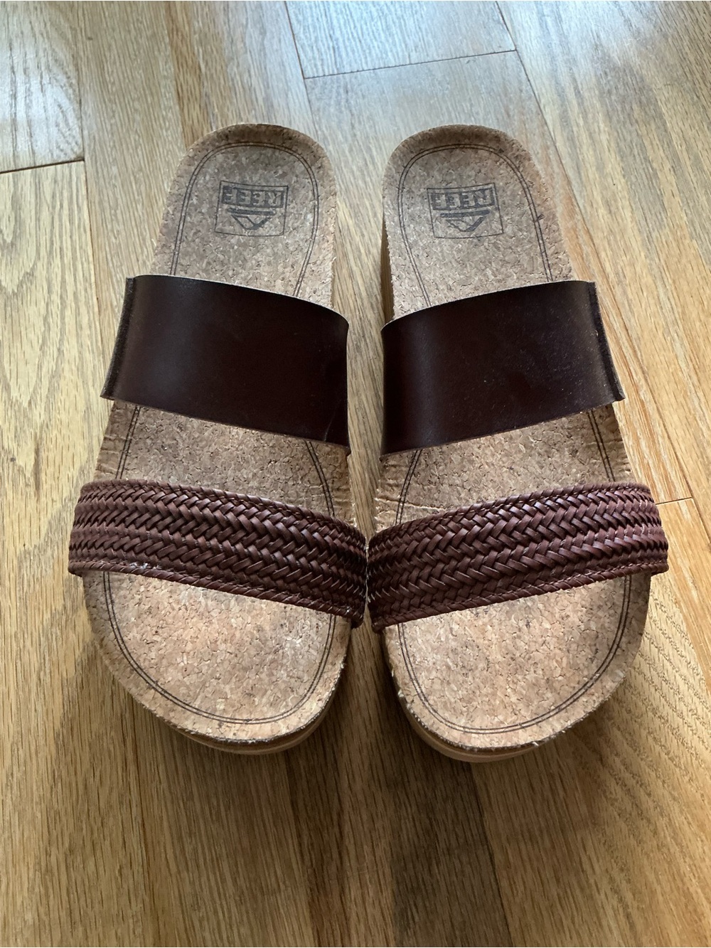 Reef Women's Brown Double-Band Platform Sandals - Picture 2 of 9